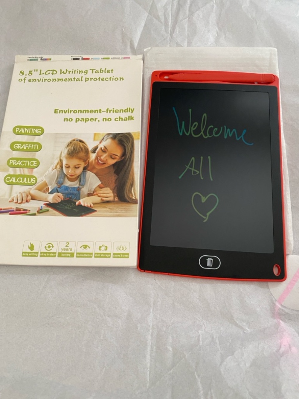 8.5" Red LCD Writing Tablet - Portable Digital Drawing Pad